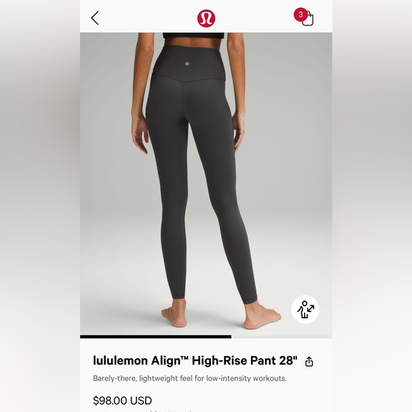 Lululemon High Rise Leggings - 28 in - Size 6 - Picture 2 of 4